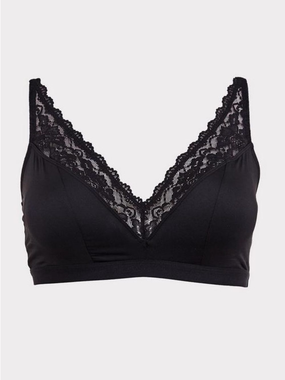 torrid Black Lightly Lined Smooth Lace V-Neck Bralette Plus Size 3 Adjustable - Picture 2 of 9